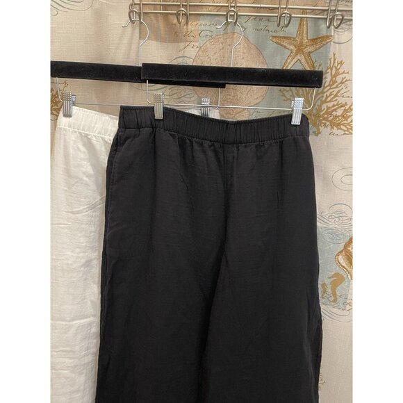 Old Navy Womens Linen Blend Pants LG Wide Leg High Rise Crop Bundle Lot Black - Picture 10 of 12